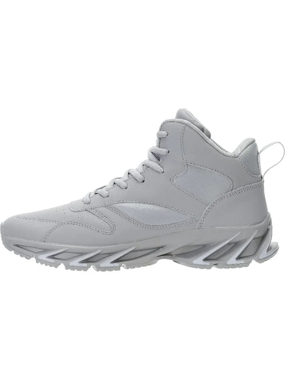Joomra Men's Grey Rubber Leather High Top Athletic Inspired Lace Up Sneaker